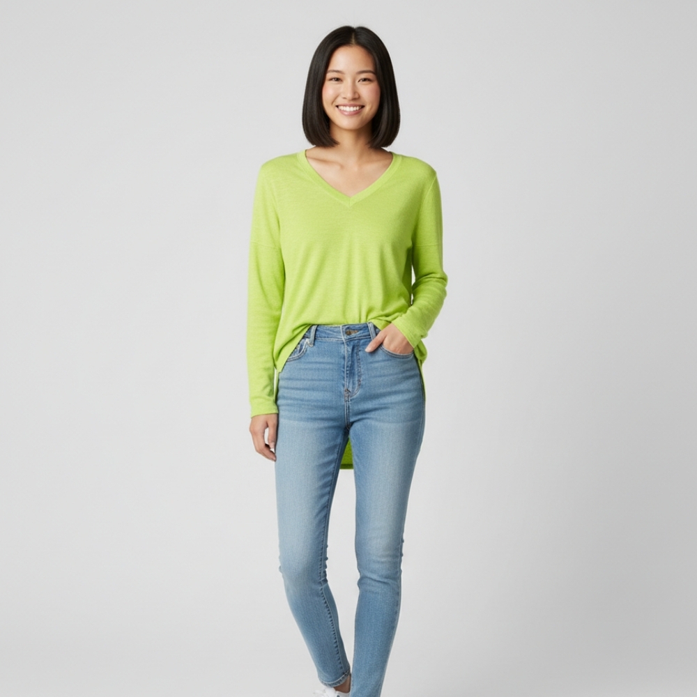 NWT Caslon Nordstrom Semi Sheer Yellow Long Sleeve